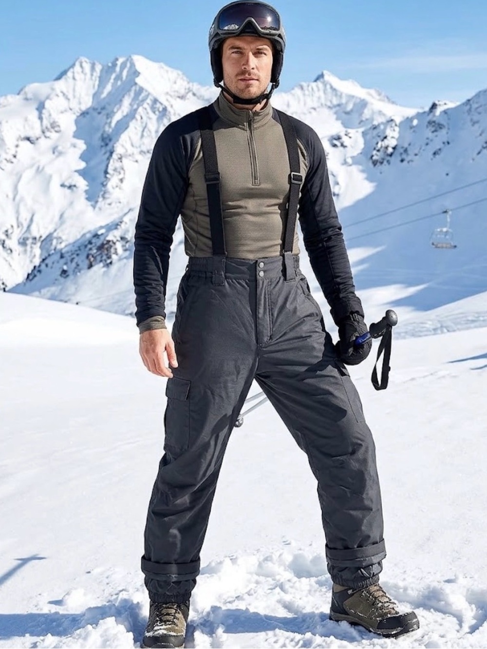 Bogner with elastic suspenders  Black Snow Ski /snowbord  pants